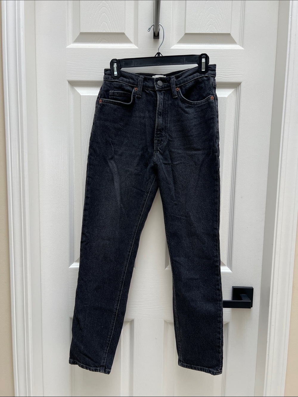 OAK + FORT Black High Waisted Straight Leg Jeans